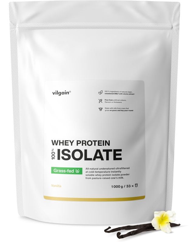 Vilgain Grass-Fed Whey Protein Isolat Molken Eiweißpulver 1kg Vanilla