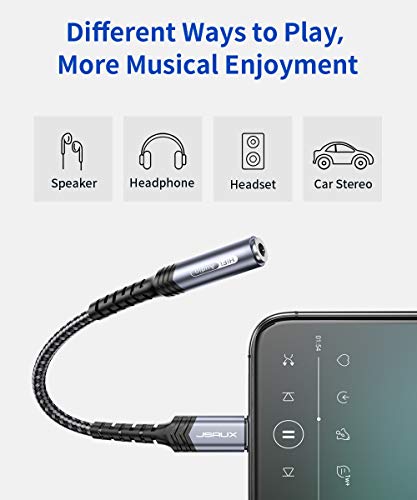 Image of JSAUX Headphone Adapter for iPhone Lightning to 3.5mm Adapter-Grey | Change Lightning Port to 3.5mm Port, for Apple MFi Certified, Compatible with iPhone 14 13 12 11 Series /SE /XS