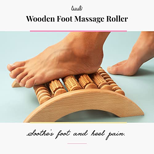 Tuuli Accessories - Wooden Foot Massager, Grooved Muscle Roller, Helps Ease Muscle Tension And Improve Blood Circulation, Natural Wood Therapy Massage Tools, 29 X 24.5 Cm #TOP2
