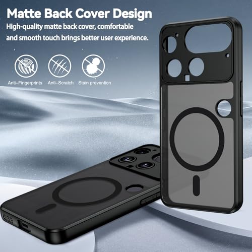 Image of GUAGUA for Nothing Phone 3 Case, [Compatible with MagSafe] Magnetic Anti-Scratch Translucent Matte Back Slim Shockproof Phone Cover for Nothing Phone 3,Black