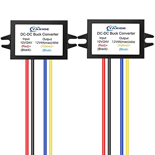 DC 24V to 12V 4A (max) 48W Step-Down Converter - Waterproof DC Buck Regulator Module (2 pcs)