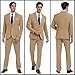 Diaryan Men Suits Linen Tuxedo Formal Regular Fit Blazer 2 Piece Khaki One Button Solid Jacket and Pants for Prom Wedding M