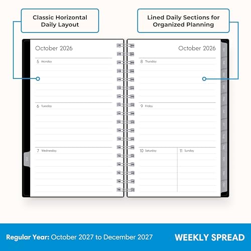 Image of Blue Sky 2027 15-Month Weekly and Monthly Mini Planner Calendar, Includes October 2026 - December 2027, 3.625 inch x 6.125 inch, Flexible Cover, Wirebound, Laminated Tabs, Enterprise