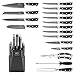 Damascus Kitchen Knife, 18 pcs Japanese Professional Kitchen Sharp Knife Set Damascus Knife Block Wood Set of Damascus Knives,Japanese Knife Set 67 Layers VG10 Damascus Steel (Black)