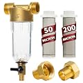 Aquaboon Prefilter Spin Down Whole House Filter - 50 & 200 Micron Spin Down Filter - Spin Down Sediment Filters for Well Water Filter System - Reusable 3/4" Water Filter for Washing Machine, 1-Pack
