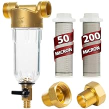 Aquaboon 3/4" Spin-Down Sediment Filter for Well Water, Reusable Pre-Filter, 50 & 200 Micron, Heavy-Duty for Home & Commercial Use, Easy to Clean, Extends Unit Life