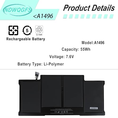 Image of A1405 A1466 Battery Replacement for MacBook Air 13 inch A1466 (Mid 2012, Mid 2013, Early 2014, Early 2015, 2017)A1369 (Late 2010, Mid 2011 Version)A1496 A1377 Battery EMC 2469, 2559, 2632, 2925, 3178