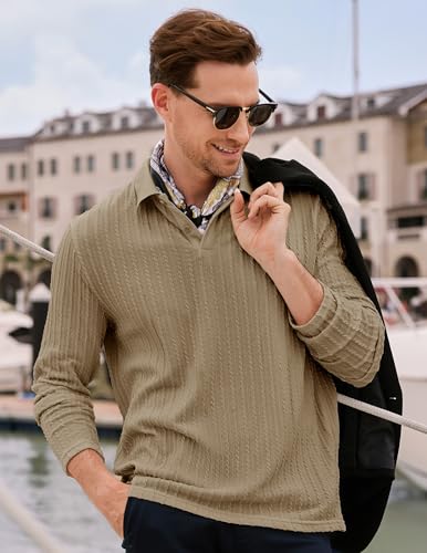 Image of JMIERR Mens Casual Polo Shirt Summer Short Sleeve Vacation Button Beach Knit Stretchy Golf Shirts