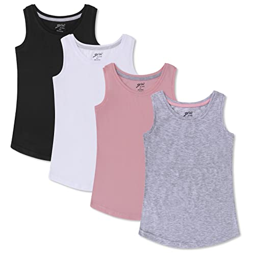 Image of Brix Girls 4-Pack Tank Tops - Jersey Cotton Comfort Soft Sleeveless Tunic Tees.