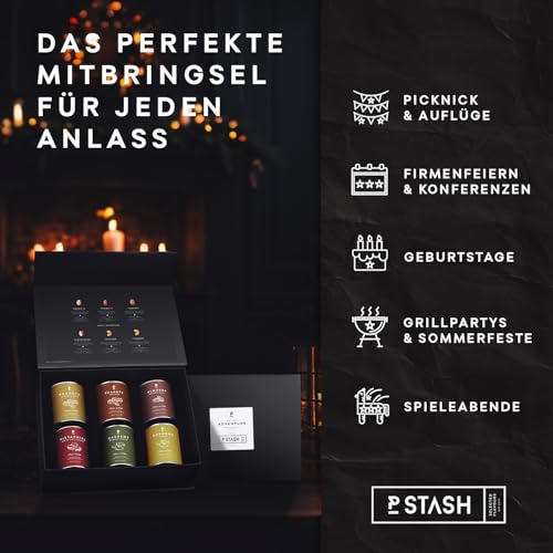 P-Stash Black Box Nussmischung - 6er Box Nüsse Mix - Cashews, Mandeln & Pistazien - Mixed Nuts mit einzigartigen Gewürzkombinationen, handgeröstet in Berlin (6er Box, Spicy Adventure)