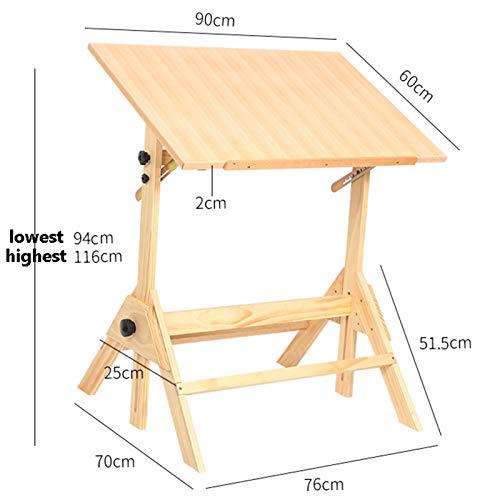 Xionggg Solid Wood Drawing Desk, Liftable Drafting Table, Tiltable Craft Table For Artwork, Graphic Design, Reading, Writing #TOP2