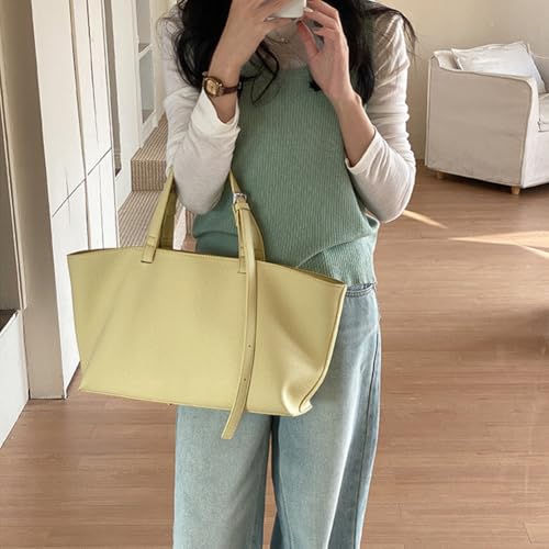 Leather Tote Bag for Women Solid Color Casual Shopper Handbag Shoulder Handbag Simple Shoulder Bag for Work Travel4
