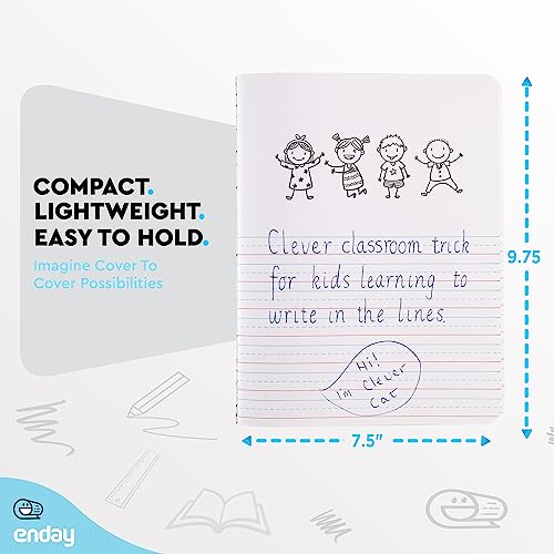 Image of Enday Primary Journal Grades K-2, Primary Writing Journal, Half Page Ruled Primary Journal Composition Notebook for Kids, 100 Sheets kids Notebook, Purple and Blue (2 Pack)