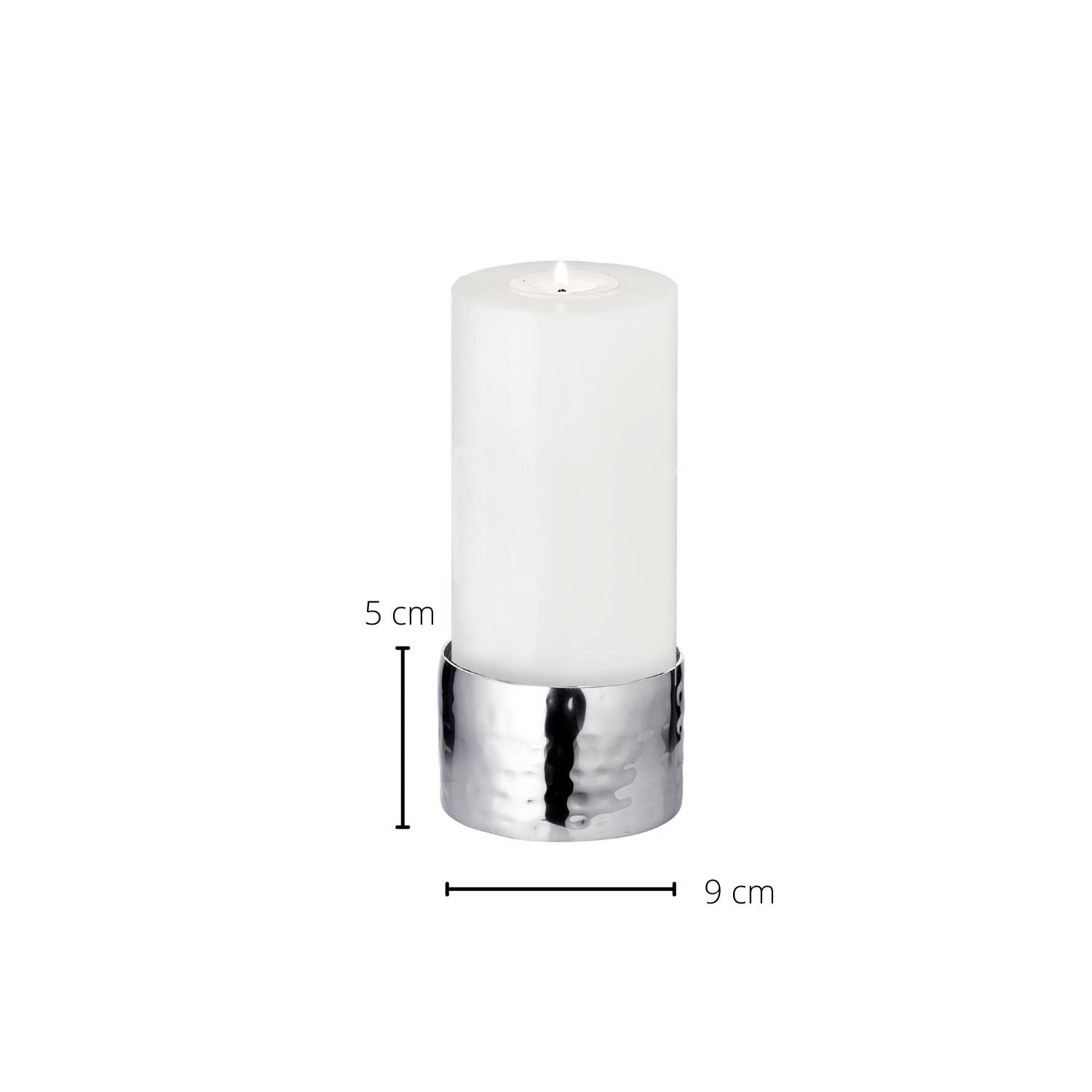 EDZARD Agadir Candle Holder, Height 5 cm, Diameter 8.5 cm, Stainless Steel, Hammered, for Pillar Candles Diameter 8 cm - Image 3