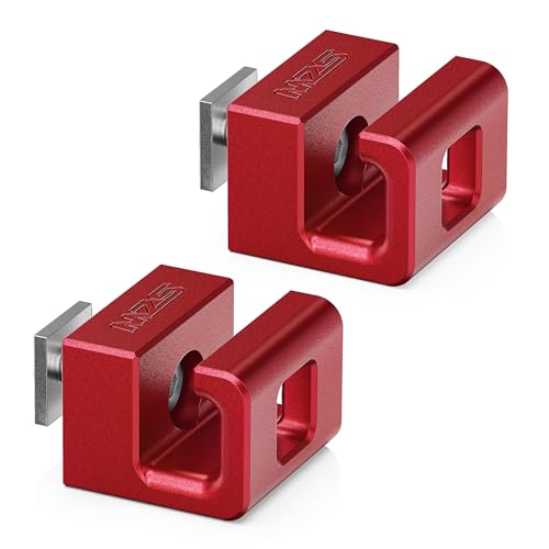 MZS Slide Rail Hooks for Rear Trunk Cargo Luggage Lashing Rail Compatible with X3 X4 X5 X6 Hybrid, Aluminum Tie Down Anchors Replace 51477146024 51473400537 51477331198, Small Size, Red, 2Pcs