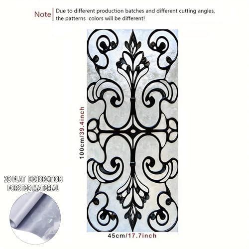 Image of Nuxovilar Black Fence Geometric Cling Window Privacy Film 17.5x39.3 PVC | Black Fence, Abstract Cling minimalist glass wrap, door privacy sticker for bathroom office home (Black Fence)