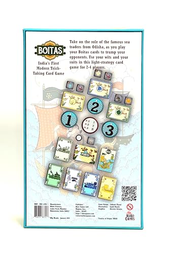 Image of Kheo Games Boitas Trick-Taking Card Game | Indian Modern Card Game for Family | Strategy Game | Fun for Adults | Multicolor | Odisha Pattachitra Art