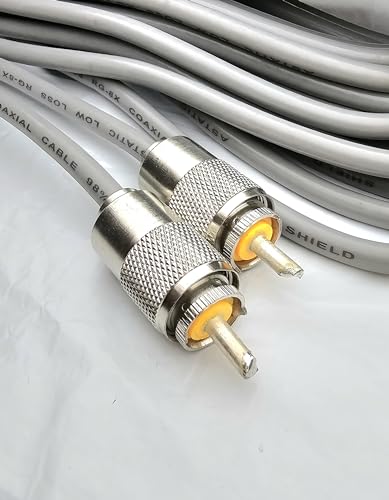 Pro Trucker RG-8X CB Antenna Premium Coaxial Cable, 75ft UHF PL259 Male to Male Coax Jumper Cable for CB, HAM Radio, SWR Meter, Antenna Analyzer, Low Loss, 98% Shield, Gray - PTRG8XX-75 HS