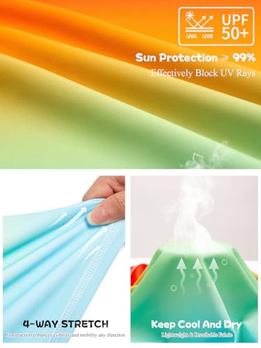 Haloumoning Boys Gradient Rash Guard Swim Shirt Short Sleeve UPF+ 50 Sun Shirts for Kids Rashguard Water Shirts - Thumbnail 5