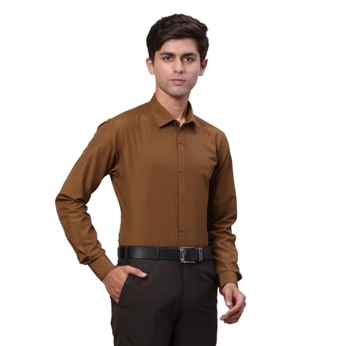 Image of Park Avenue Men Slim Fit Solid Pattern Cotton Blend Semi Cutaway Collar Full Sleeve Formal Shirt