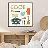 Amanti Art Framed Canvas Wall Art 22x22 Retro Kitchen III Cook by Becky Thorns, Framed Wall Art Canvas, Cuisine Artwork, Traditional Decor, Medium Poster Painting for Living Room, Bedroom, Bathroom, #5