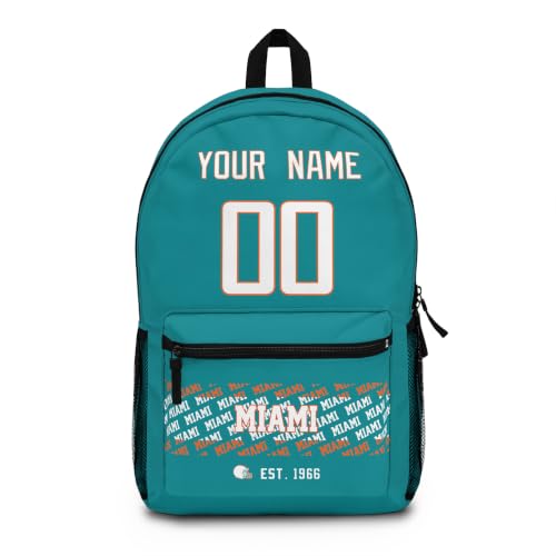 Image of Miami School Backpack Custom Gifts for Boys Girls Teens | Custom Name and Number Personalized Bookbag