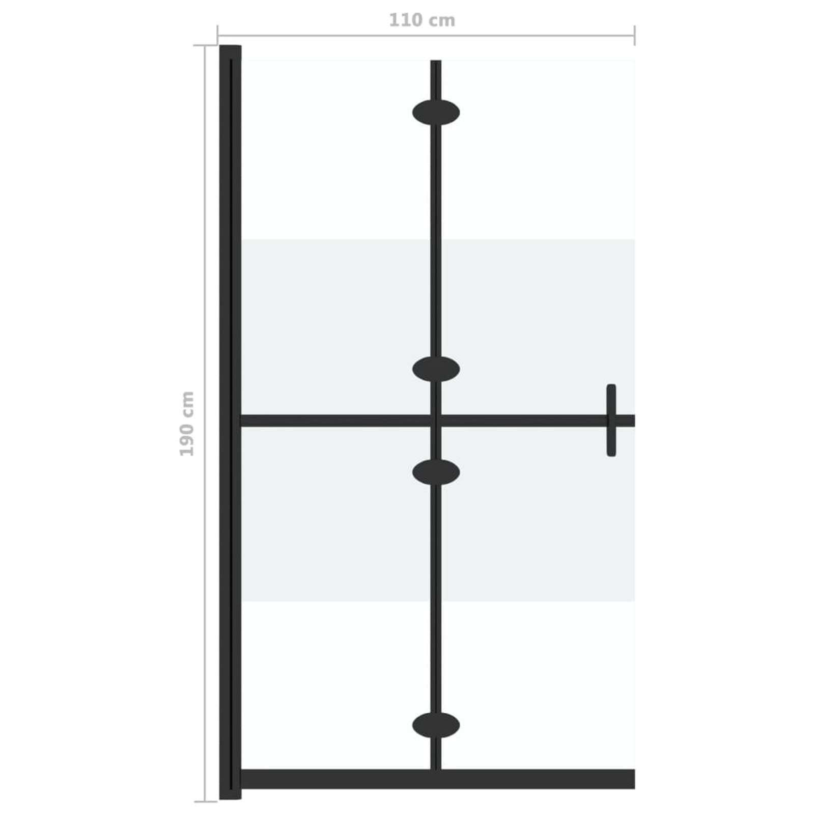 ShGaxin Mampara de Ducha Plegable Vidrio ESG Medio Esmerilado 110x190cm, Mampara Bañera, Mampara Baño Ducha, Cabina De Ducha, Mampara Baño