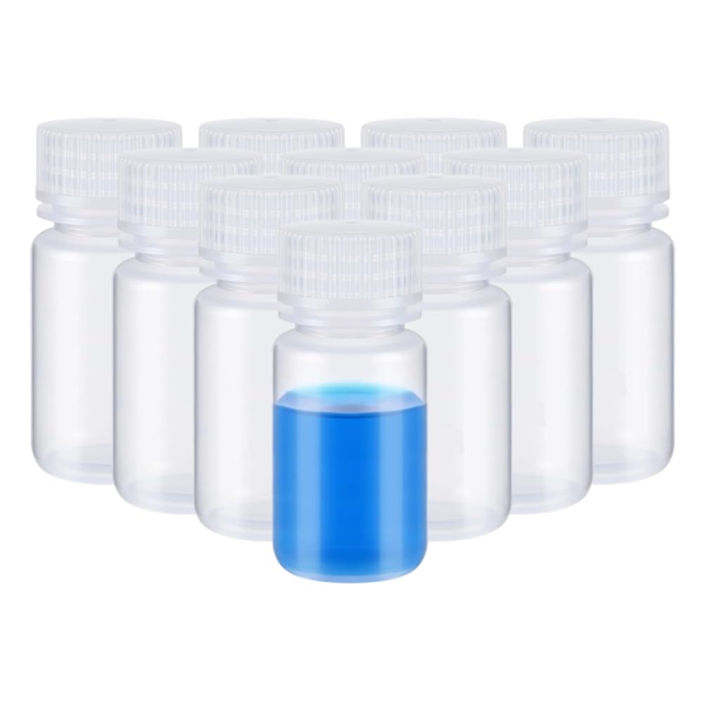 Spylx 60ml Bottles with Lids - Laboratory Grade Polypropylene Wide Mouth Reagent Bottle Bottles, Sample Containers Multipurpose Plastic Bottles with Lids (10)-image-0