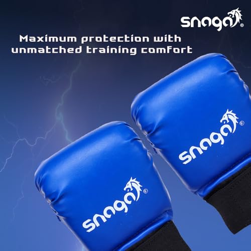 Image of Snaga Karate Gloves /Boxing Training Gloves, Lightweight Padding, Elasticated Hook & Loop Strap Closure for Better Performance, Protection and Comfort (Blue, L) (14 + Years Old)