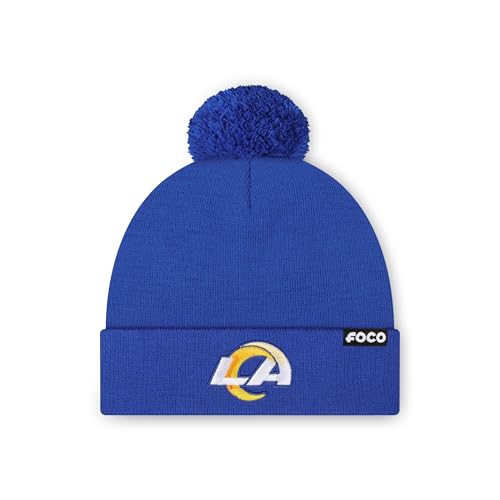 FOCO Los Angeles Rams NFL Logo Basic Pom Beanie...