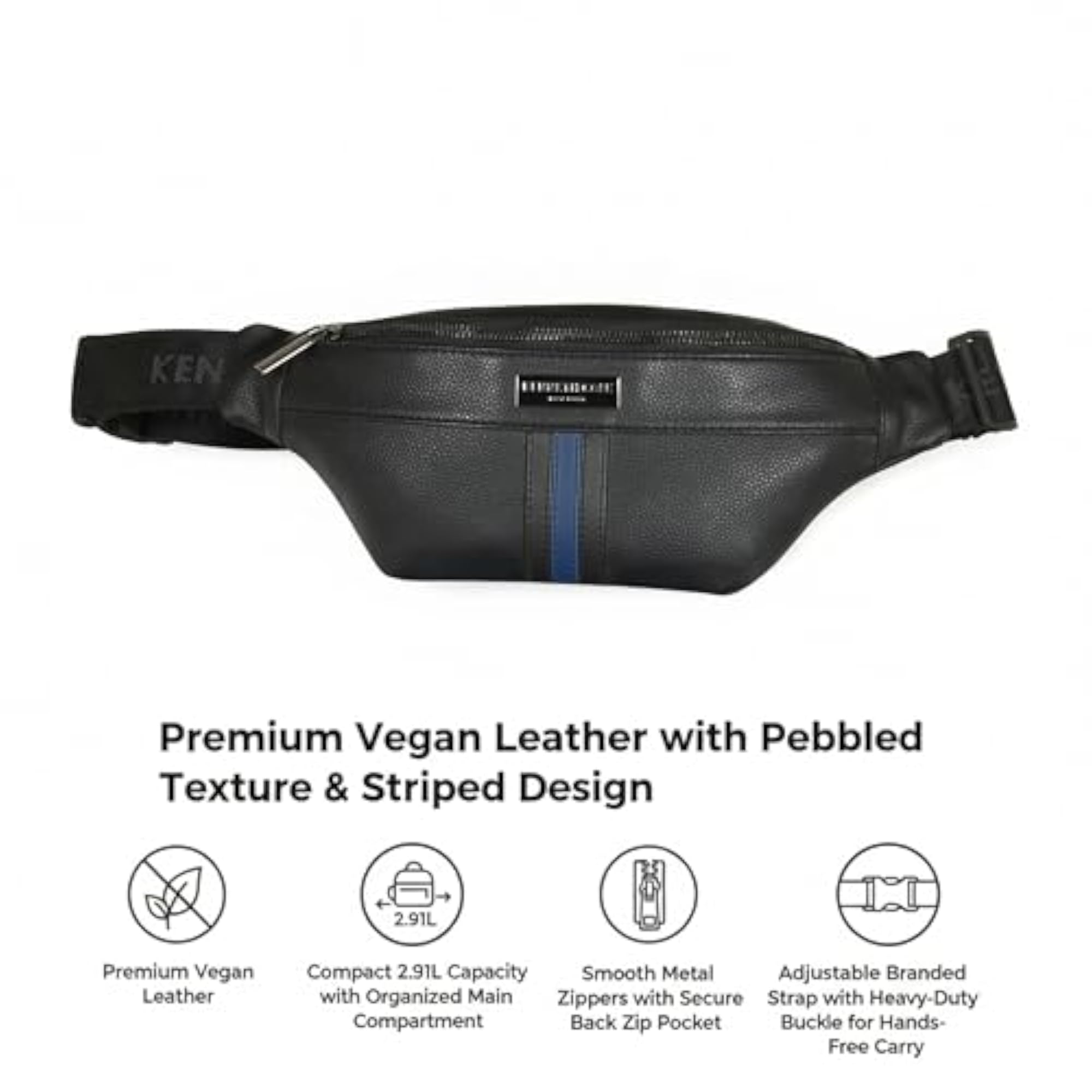 Unisex 3L Waist Pouch, Polyurethane Waist Bag