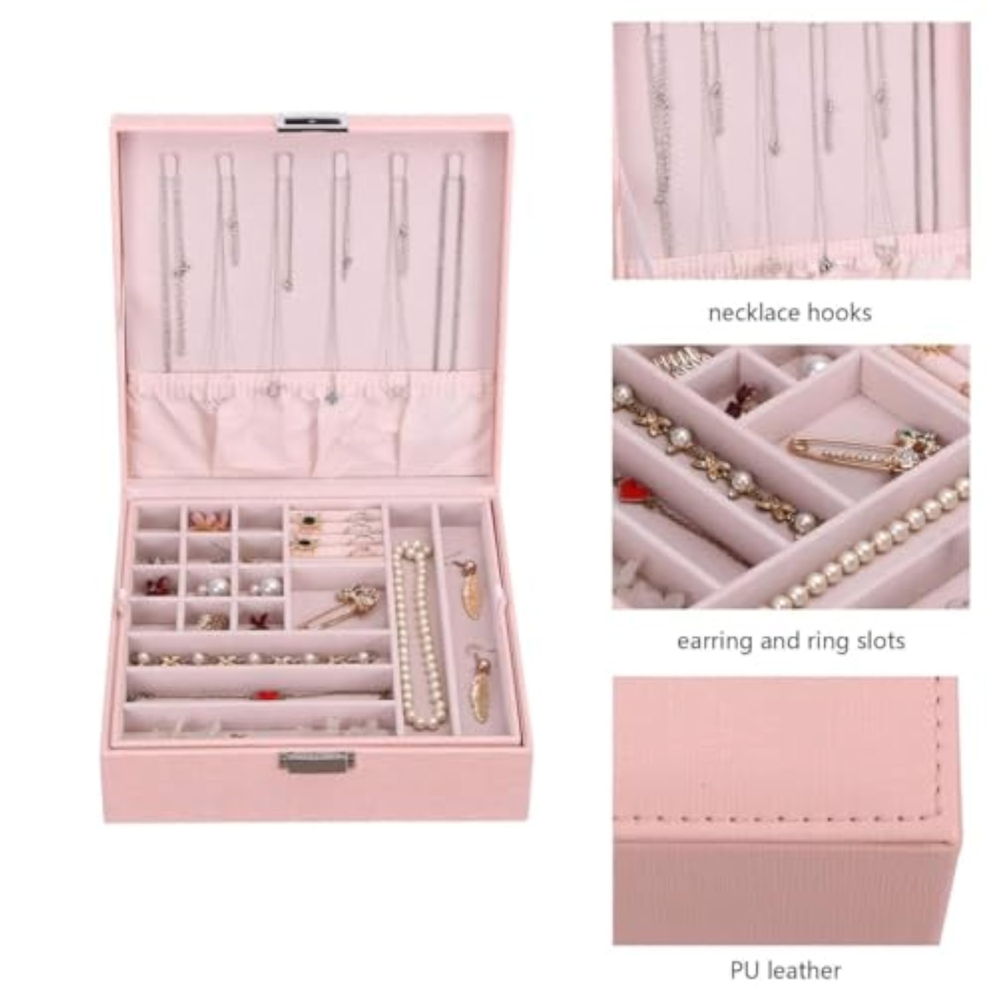 Portable Jewellery Organizer Box with Necklace Hook