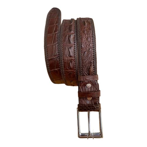 Dark brown genuine Alligator leather unjointed belts buckle for men, real crocodile skin Men's belts, strap width 1.57"2