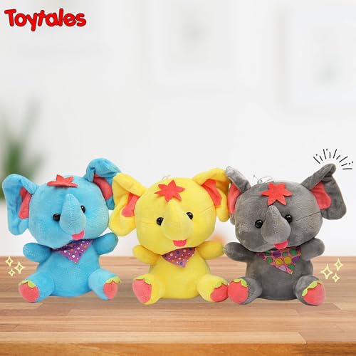 Image of TOYTALES Stuffed Flora Elephant Cute Hanging Plush Soft Toy for Girls & Boys | Stuffed Animal Soft Toy for Kids| Small Size Cute Plush Huggable Toy (Color May Vary)