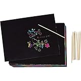 Rainbow Scratch Art Paper with 10 Stylus Pens - 100-Pack Rainbow Art Scratch-off Papers, Rainbow Sketch Pad, Black Doodle Pad, Perfect for DIY Kids Art Craft Classroom Project, 8.27 x 11.02 Inches