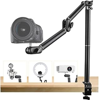 TARION Overhead Tripod Camera Desk Mount 360° Flexible Articulating Arm with 3/8'' Screw and 3/8'' to 1/4'' Screw for DSLR Cameras Projector Ring Light (L)