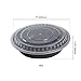 AmerCare 9 Inch Round Black Plastic Containers with Lids, 48 Ounces for Microwave or Freezer, Pack of 150