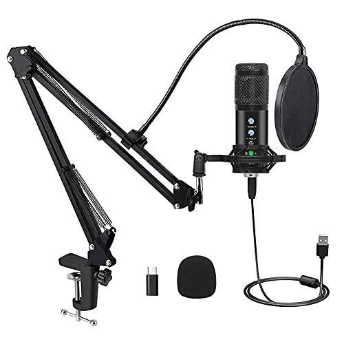 USB Microphone for Recording, Streaming, Gaming, Podcasting on PC and Mac，Microphone Used for TIK Tok，Games, Vocal Recording, Video Chat,YouTube,Studio Recording，Microphone Set is Plug and Play