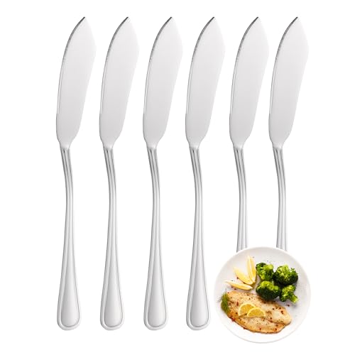 FAMILY Pack 6 Cuchillo de Pescado 21x2CM Acero Inoxidable Diseño Línea, Elegancia y Funcionalidad para Cada Ocasión, Cubiertos de Alta Gama para Hogar y Restaurante