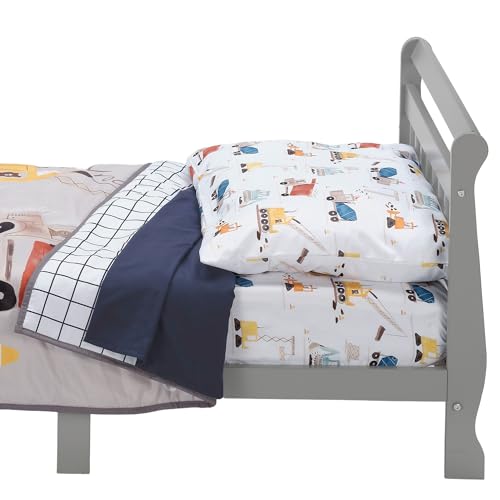 Image of Bedtime Originals 4-Piece Construction Zone Gray /Navy /White Toddler Bedding Set