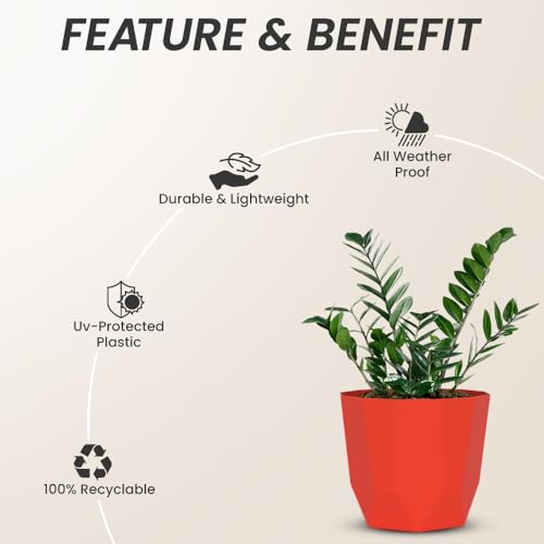 Image of YUCCABE ITALIA SHERA Hexa Plastic Planter Pot for Plants | Decorative Flower Pot | UV Protected Lightweight Indoor Outdoor Gamla for Home Decor, Balcony, Garden & Living Room