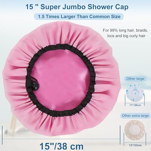 Bonnet de douche extra large cheveux longs tresses protection satin XL