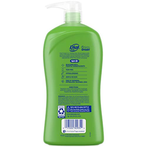 Image of Dial Kids All-in-1 Body Wash + Hair + Bubble Bath, Melon Scent, 32 Fl Oz, Hypoallergenic Body Wash & Shampoo, No Tears Formula for Kids 2+ Years, No Parabens & Silicones (Pack of 2)