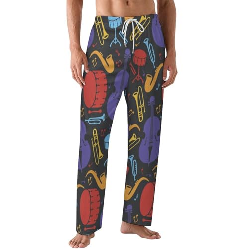 Trumpet Musical Instrument Pattern Comfy Pajama Pants Adjustable Sleepwear Beach Pants for Men