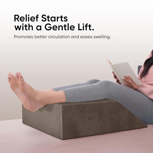 Image of Frido Leg Elevation Wedge Pillow for Edema, Varicose Veins, Fracture | High Resilience Foam Cushion for Leg, Knee & Thigh Support | Back Pain & Swelling Relief | Lightweight (Coffee Brown)