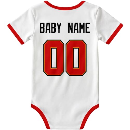 Image of KREDE Baby Clothes Custom Name Bodysuit for Baby Boy Gifts | Short Sleeves Bodysuit with Custom Number Name