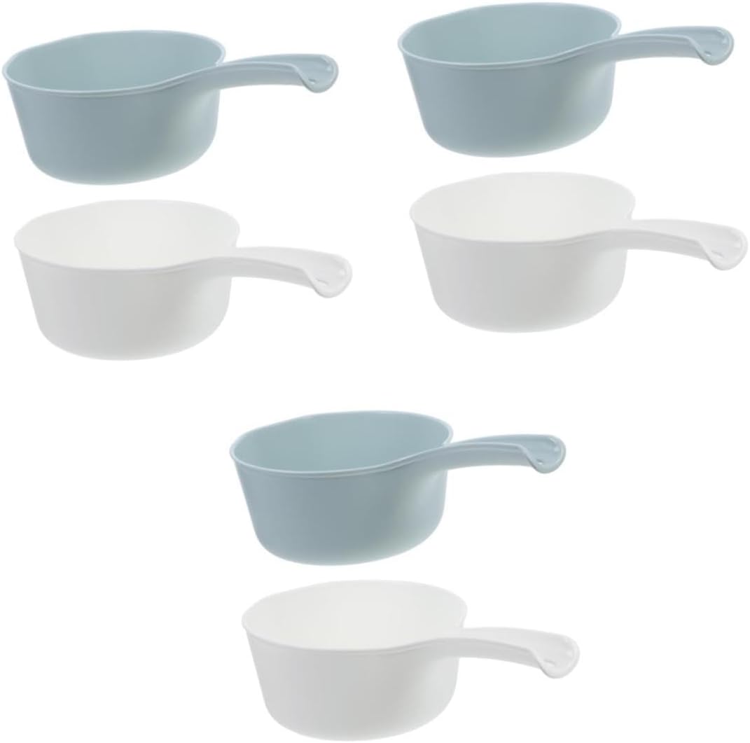 VOSAREA 6pcs Large Capacity Plastic Water Ladle for Kitchen Bathroom and Garden Ergonomic Design for Bathing and Flower Watering