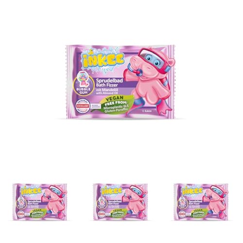 INKEE Bath Fizzer Mix - Boule de bain pétillante à l'huile d'amande douce, Bombe de bain 20g - Bain moussant enfant (Lot de 4)