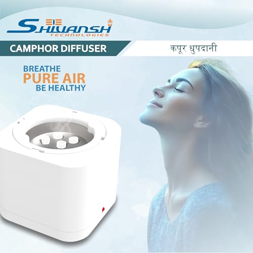 Image of Shivansh Technology Incense Holder Electric Kapoor Dani Camphor Diffuser Burner for Home | Karpuram Bakhoor Oud Aroma Oil & Dhoop Machine | Essential Oil Diffuser & Fragrance Diffuser for Home (White)