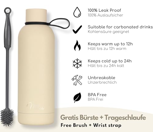 Milu Thermosflasche 500ml Isolierte Edelstahl Thermo Trinkflasche Thermoskanne Auslaufsichere Isolierflasche doppelwandig - Kohlensäure… – Ansicht 2